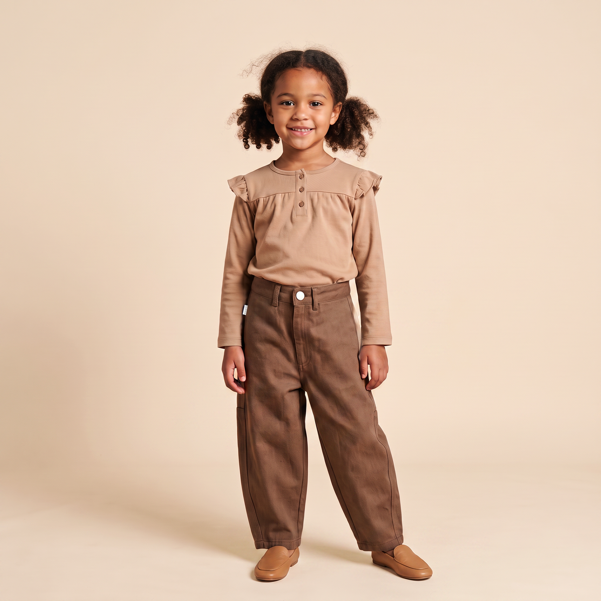 Organic Cotton Twill Barrel Pants for Babies & Toddlers – Brown