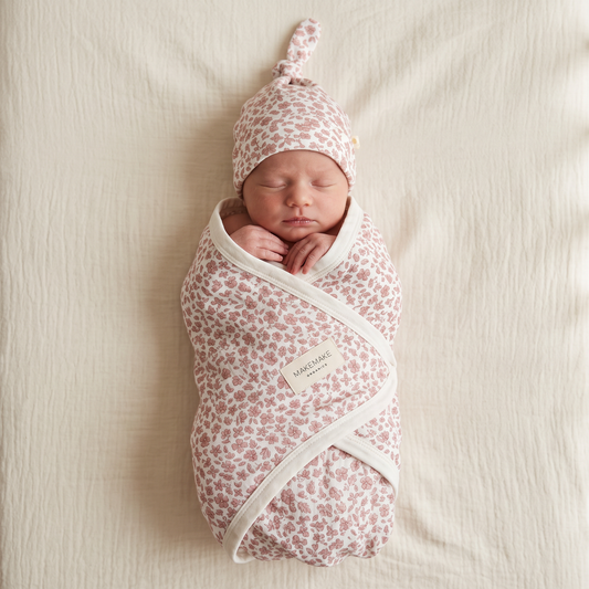 Organic Cotton Swaddle Blanket & Knotted Hat Set for Newborns – Wild Petal