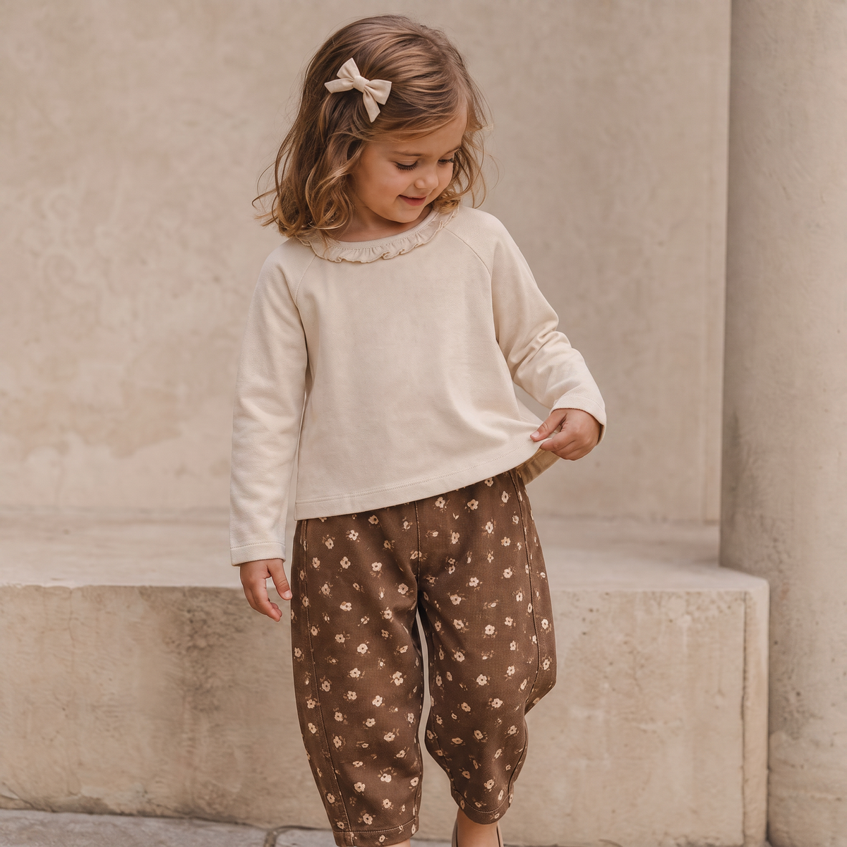 Organic Ruffle Neck Top for Babies & Toddlers – Oat