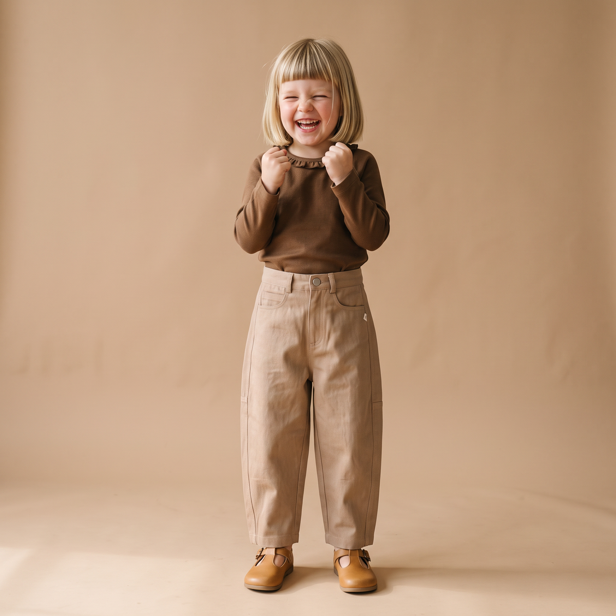 Organic Cotton Twill Barrel Pants for Babies & Toddlers – Taupe
