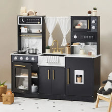 Load image into Gallery viewer, Tiny Land® Trendy Black Style Wooden Play Kitchen
