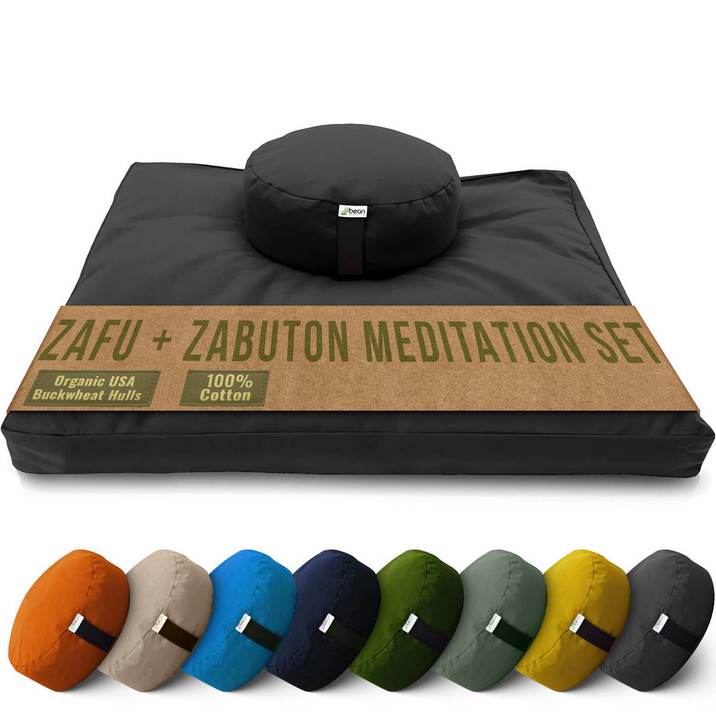 Meditation Cushion Set Zafu and Zabuton - Cotton ..Made in USA