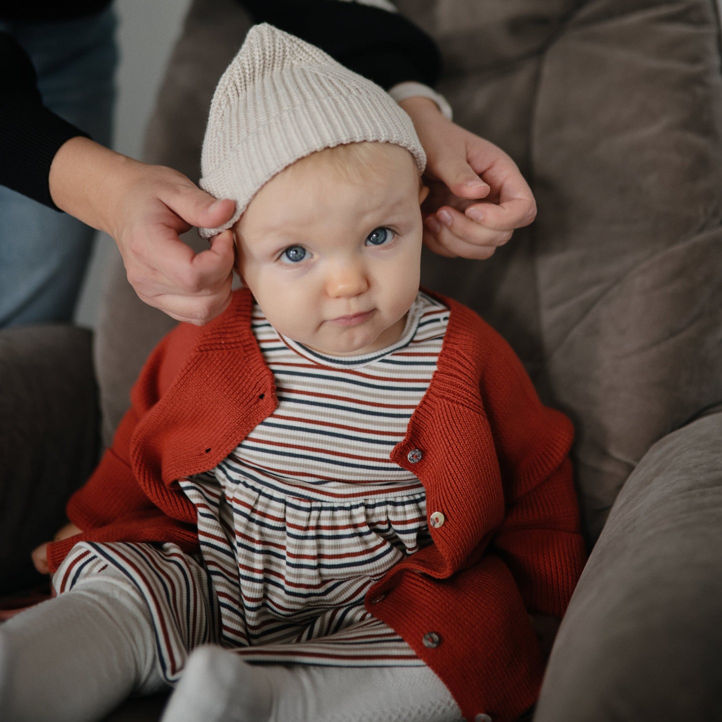 Mushie Organic Cotton Chunky Knit Baby Beanie