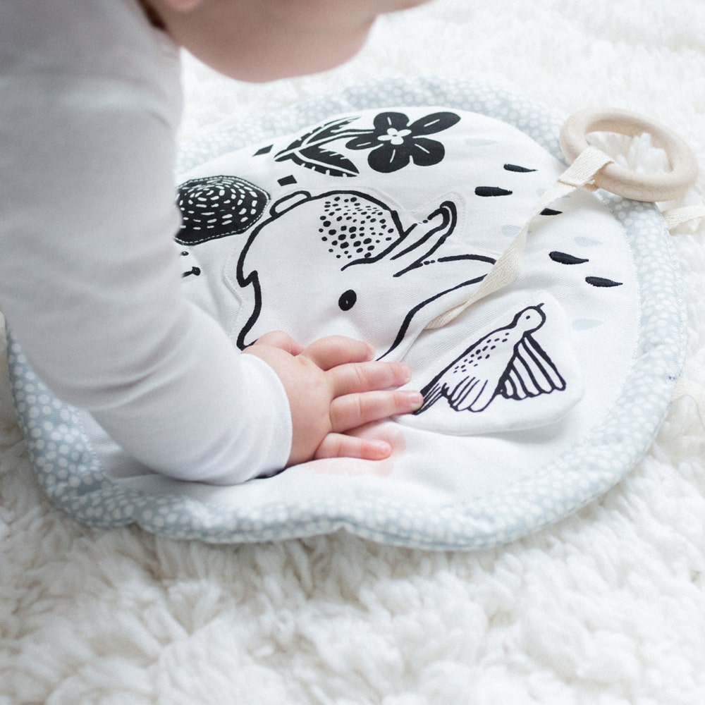 Wee Gallery Organic Cotton Baby Activity Pad – Meadow (Crinkle, Rattle & Maple Teether)