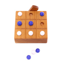 Load image into Gallery viewer, Wooden Marble Tic Tac Toe Game with Built-in Storage for Marbles
