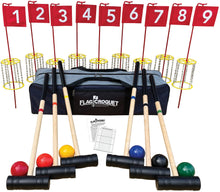 Load image into Gallery viewer, Amish-Made Deluxe Flag Croquet Golf Game Set, With Duffel Carry Bag

