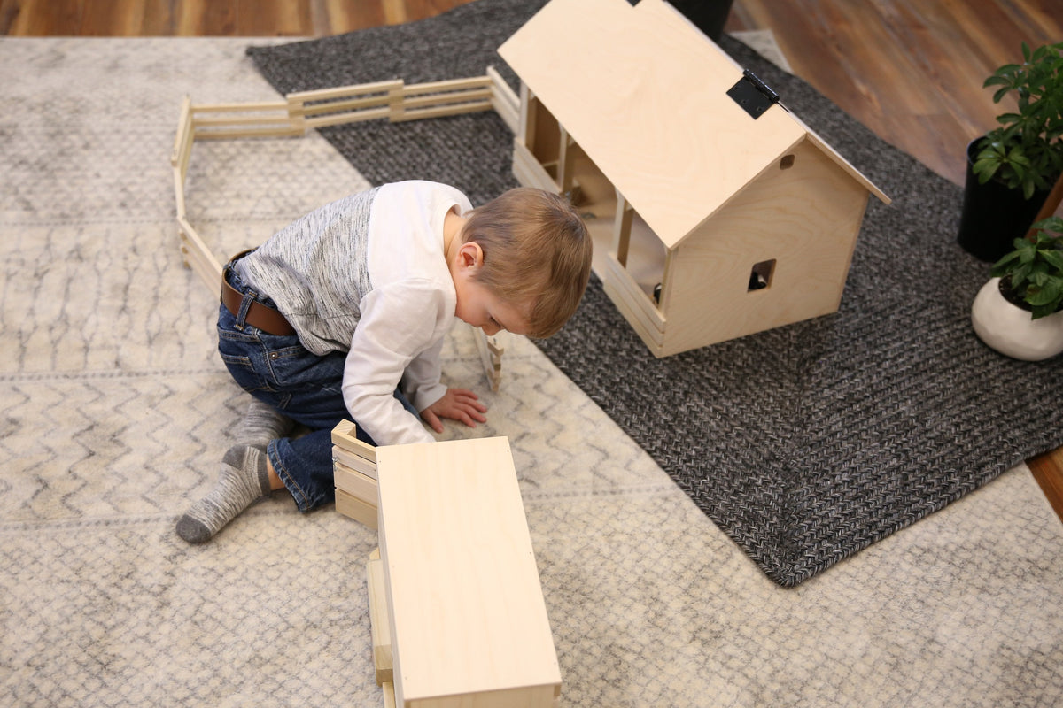 AmishToyBox Large A-Frame Wooden Toy Barn with Hay Loft
