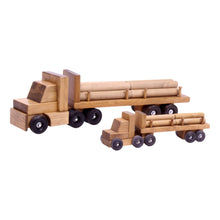 Load image into Gallery viewer, Amish-Made Wooden Log Semi Truck Toy, With Removable Logs
