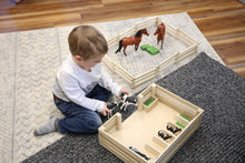 Load image into Gallery viewer, Amish-Made Wooden Mini Stockyard Toy, with 7 Stalls
