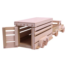 Load image into Gallery viewer, Amish-Made Wooden Pickup &amp; Horse Trailer Toy Set, Unfinished
