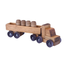 Load image into Gallery viewer, Wooden Barrel Truck Toy With Removable Wood Barrels, Child-Safe Harvest Stain Finish

