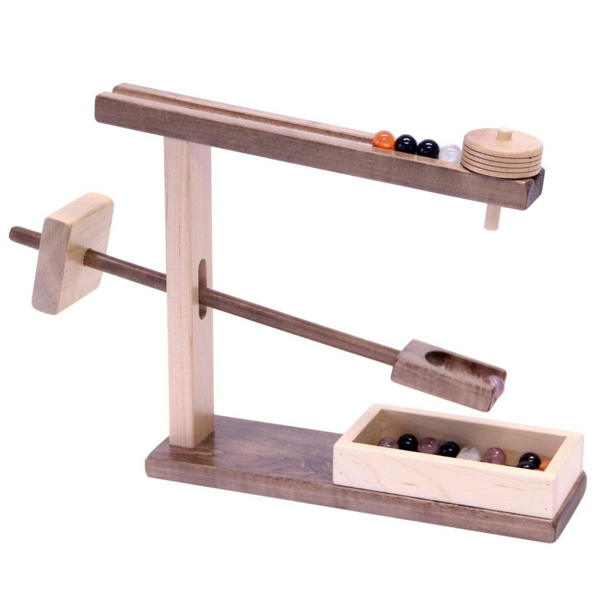 Amish-Made Wooden Marble Roller Machine Toy – Maple, with 10 Marbles