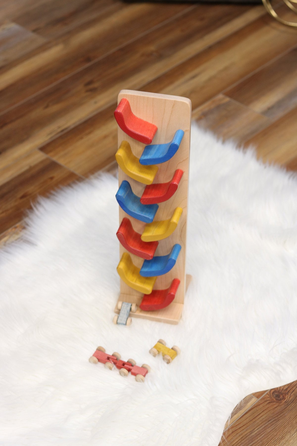 Amish-Made Mini Car Roller Wooden Toy with Cars – Solid Wood