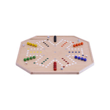 Load image into Gallery viewer, Aggravation and Chinese Checkers Combo Game Board Set - 25&quot; Wide - Maple Wood - with Large 1&quot; Marbles and Dice
