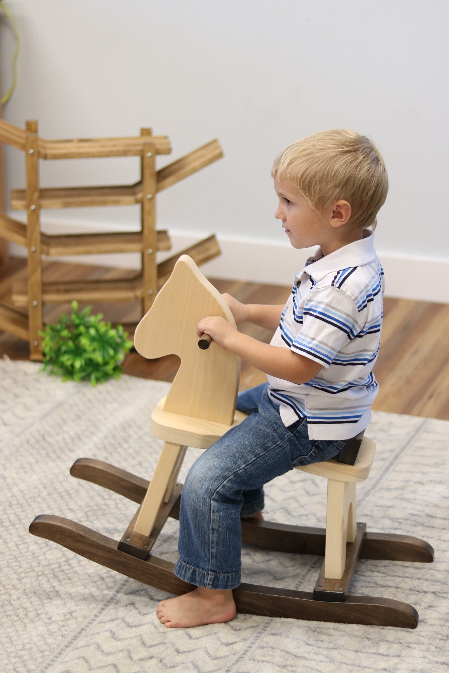 Wooden Rocking Horse Toddler Toy, Amish-Made, Child-Safe Finish