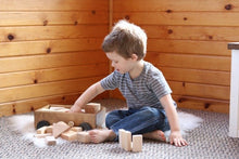 Load image into Gallery viewer, Amish-Made Wooden Toddler Pull Wagon Toy with Wood Building Blocks
