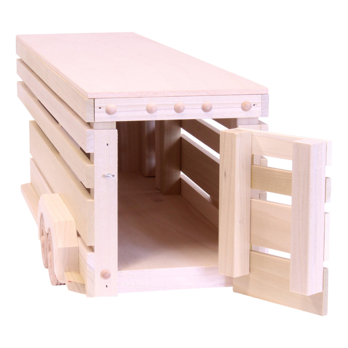 Amish-Made Wooden Gooseneck Livestock Trailer Toy – Solid Poplar