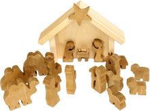 Load image into Gallery viewer, AmishToyBox.com Wooden Nativity Manger Scene Set, 14 Pieces
