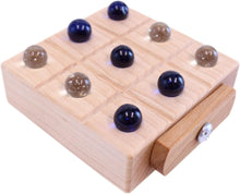 Load image into Gallery viewer, Wooden Marble Tic Tac Toe Game with Built-in Storage for Marbles
