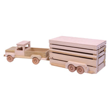 Load image into Gallery viewer, Amish-Made Wooden Pickup &amp; Horse Trailer Toy Set, Unfinished
