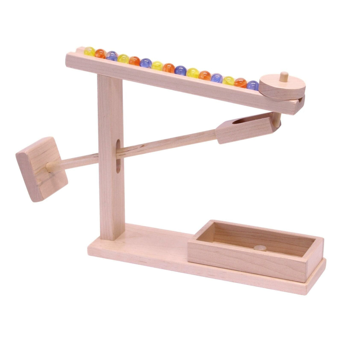 Amish-Made Wooden Marble Roller Machine Toy – Maple, with 10 Marbles