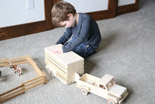 Load image into Gallery viewer, Amish-Made Wooden Pickup &amp; Horse Trailer Toy Set, Unfinished
