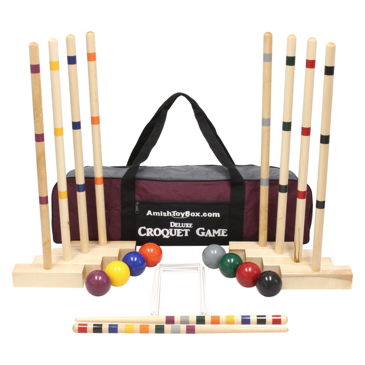 Amish-Made Family Tradition Croquet Set, 8-Player Wooden Croquet Game