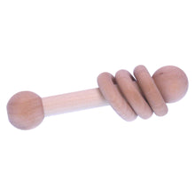 Load image into Gallery viewer, Amish-Made Wooden 3-Ring Baby Rattle Toy - Unfinished Wood - 3-4&quot; Long

