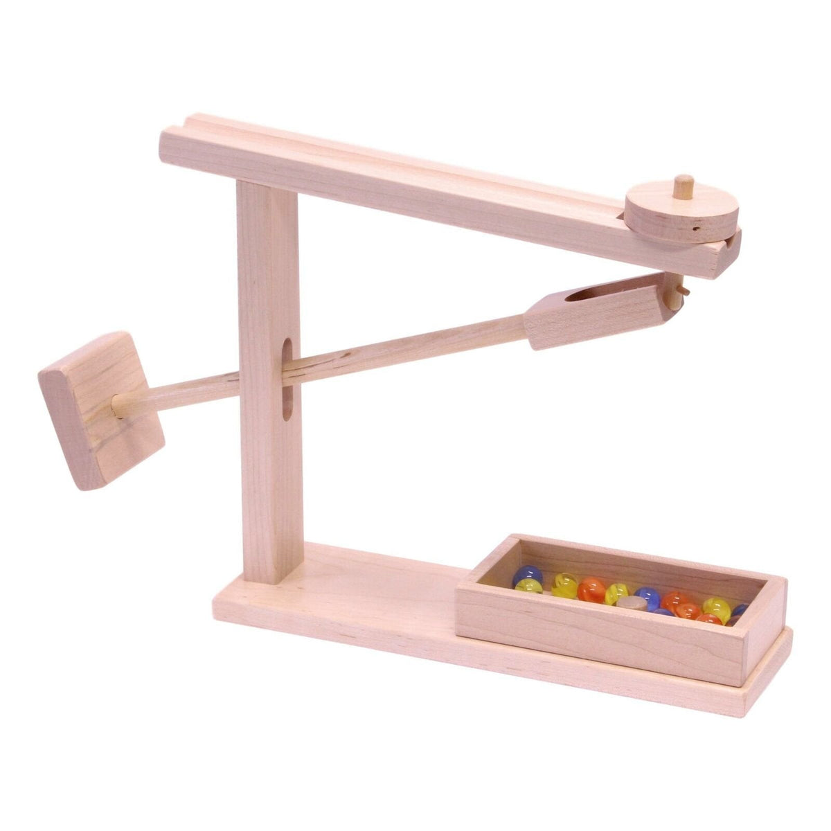 Amish-Made Wooden Marble Roller Machine Toy – Maple, with 10 Marbles