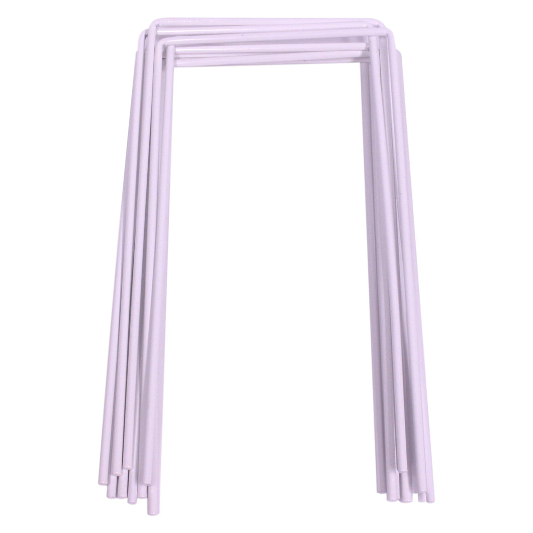 Set of 9 White Croquet Wickets, Sturdy 7 Gauge Square Hoops
