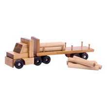 Load image into Gallery viewer, Amish-Made Wooden Log Semi Truck Toy, With Removable Logs
