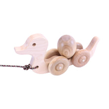 Load image into Gallery viewer, Wooden Duck Pull Toy for Toddlers, Rolling Wheels and Rotating Egg
