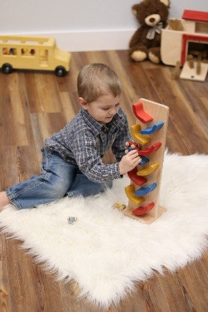 Amish-Made Mini Car Roller Wooden Toy with Cars – Solid Wood