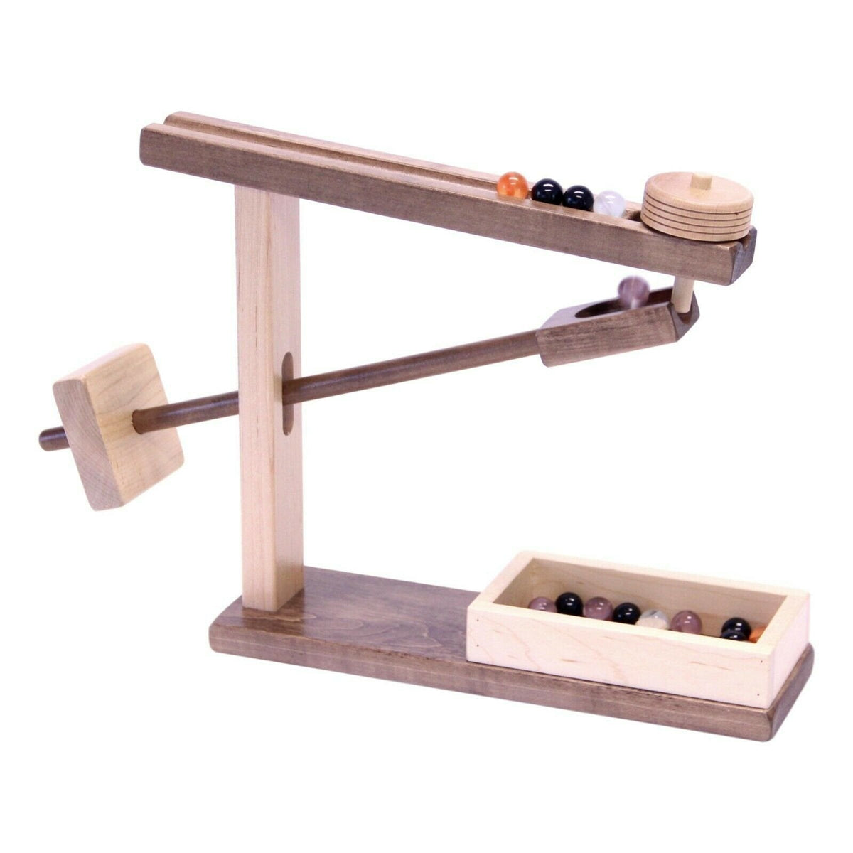 Amish-Made Wooden Marble Roller Machine Toy – Maple, with 10 Marbles