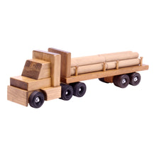 Load image into Gallery viewer, Amish-Made Wooden Log Semi Truck Toy, With Removable Logs

