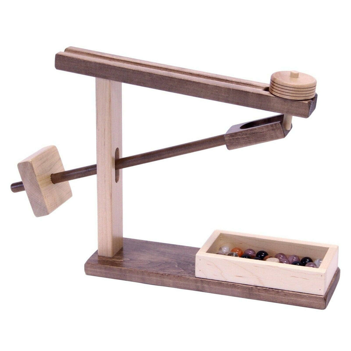 Amish-Made Wooden Marble Roller Machine Toy – Maple, with 10 Marbles