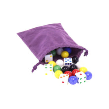 Load image into Gallery viewer, Bag of 24 Glass Marbles (16mm) and 6 Dice for Aggravation Game
