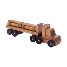 Load image into Gallery viewer, Amish-Made Wooden Log Semi Truck Toy, With Removable Logs
