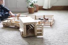 Load image into Gallery viewer, Amish-Made Wooden Pickup &amp; Horse Trailer Toy Set, Unfinished
