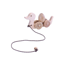 Load image into Gallery viewer, Wooden Duck Pull Toy for Toddlers, Rolling Wheels and Rotating Egg
