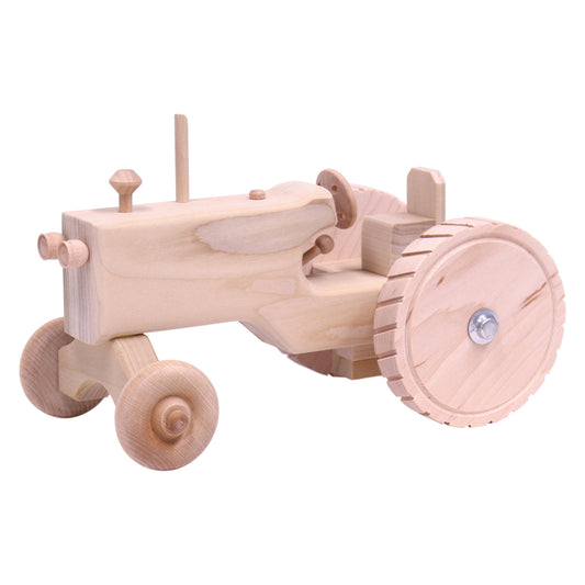 Amish-Made Solid Poplar Wooden Toy Tractor with Hitch – Unfinished