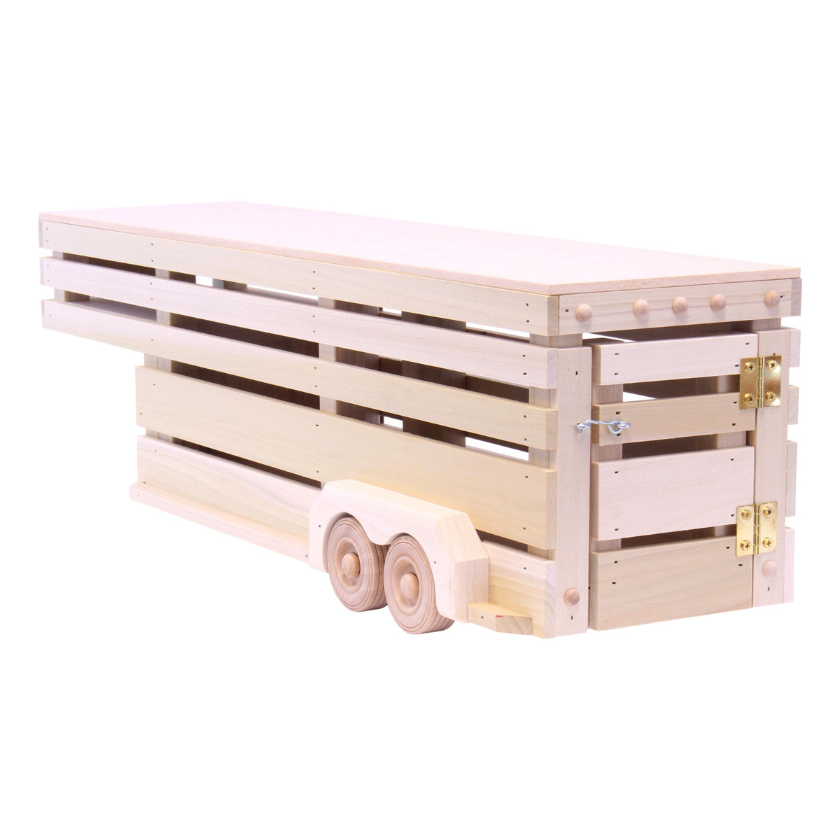 Amish-Made Wooden Gooseneck Livestock Trailer Toy – Solid Poplar