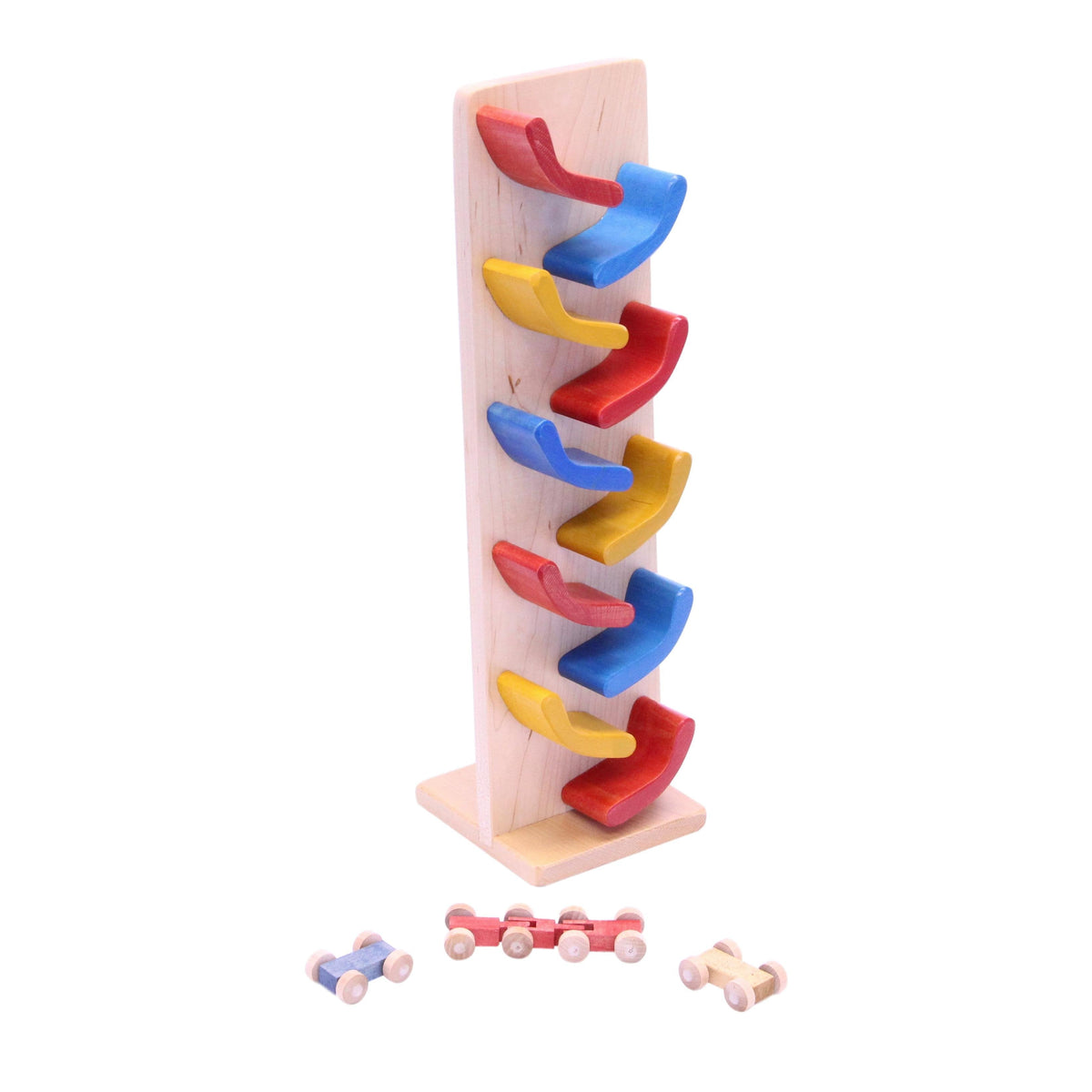 Amish-Made Mini Car Roller Wooden Toy with Cars – Solid Wood