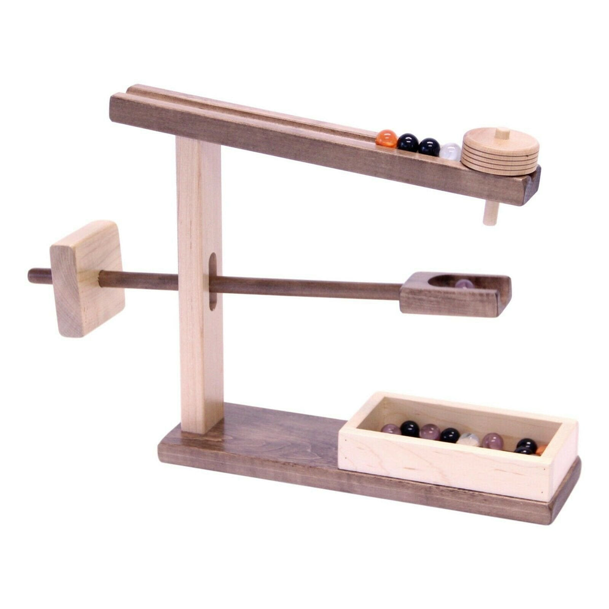 Amish-Made Wooden Marble Roller Machine Toy – Maple, with 10 Marbles