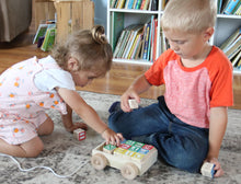 Load image into Gallery viewer, Amish-Made Wooden ABC Block Toddler Pull-String Wagon Toy

