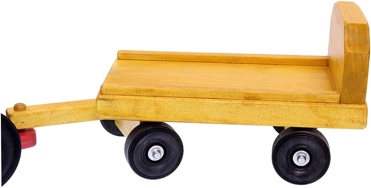 Amish-Made Wooden Toy Tractor & Wagon Set with 15 Hay Bales