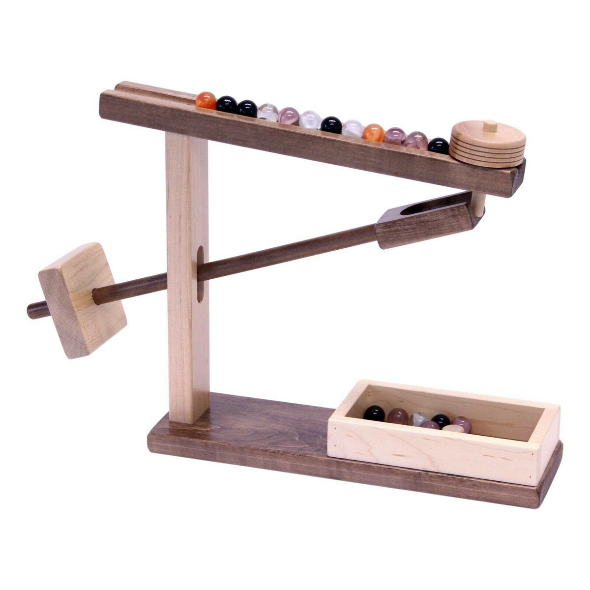 Amish-Made Wooden Marble Roller Machine Toy – Maple, with 10 Marbles