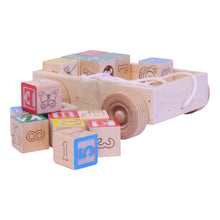 Load image into Gallery viewer, Amish-Made Wooden ABC Block Toddler Pull-String Wagon Toy
