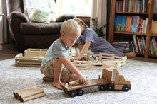Load image into Gallery viewer, Amish-Made Wooden Log Semi Truck Toy, With Removable Logs
