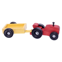 Load image into Gallery viewer, Amish-Made Wooden Small Toy Tractor and Wagon Set
